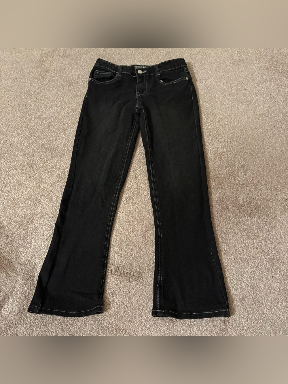 Girls size 10 Black Flare Jeans with Subtle Contrast Stitching